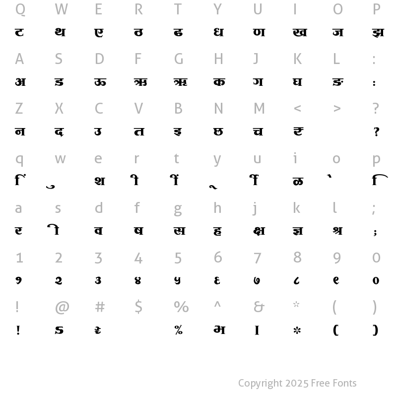 Character Map of SHREE-DEV7-4529 Regular