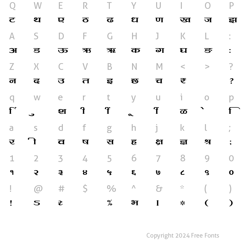 Character Map of SHREE-DEV7-4530 Regular