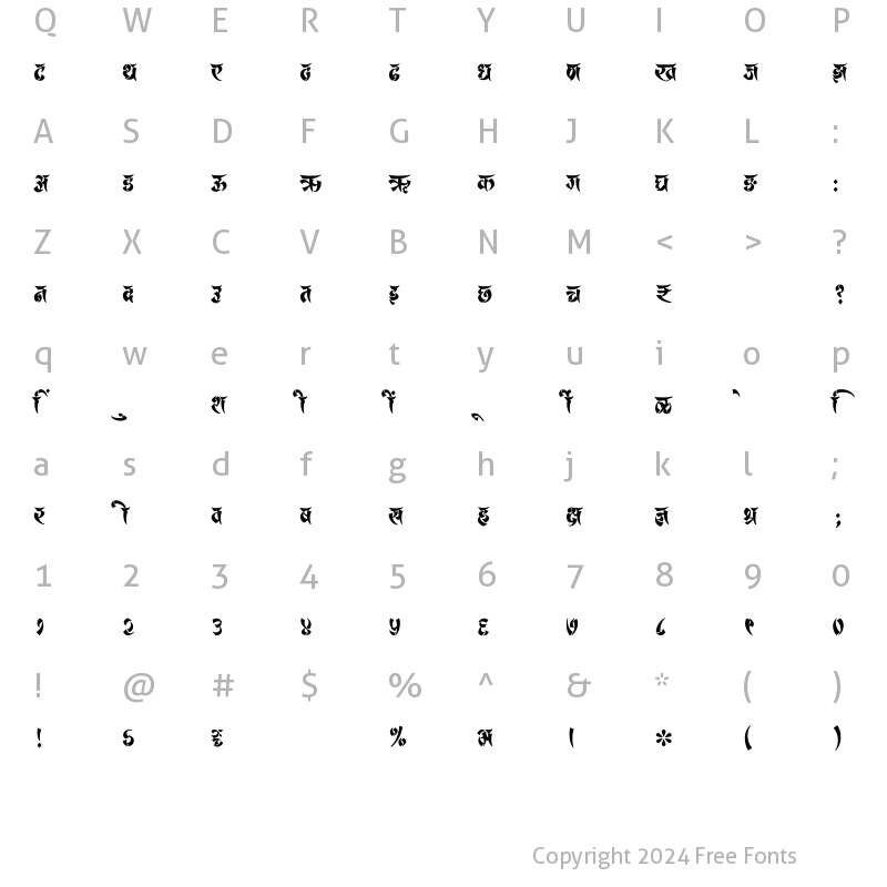 Character Map of SHREE-DEV7-4531 Regular