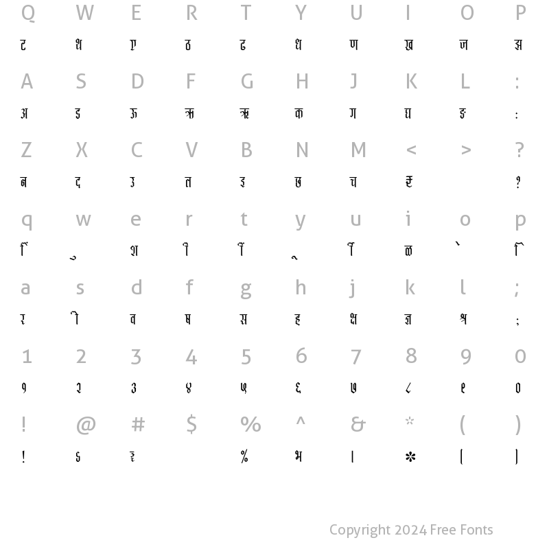 Character Map of SHREE-DEV7-4533 Regular