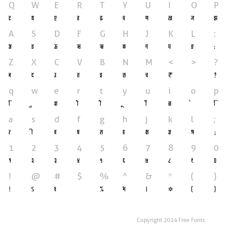 Character Map of SHREE-DEV7-4535 Regular