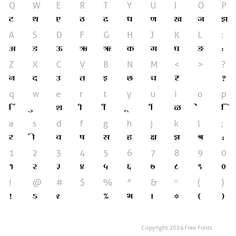 Character Map of SHREE-DEV7-4540 Regular