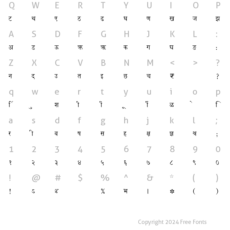 Character Map of SHREE-DEV7-4541 Regular