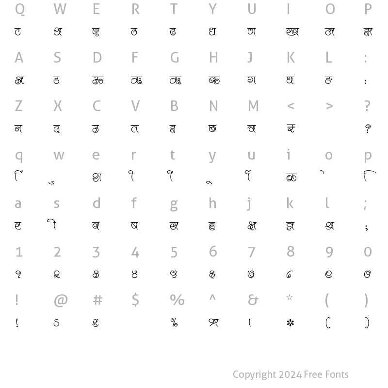 Character Map of SHREE-DEV7-4544 Regular