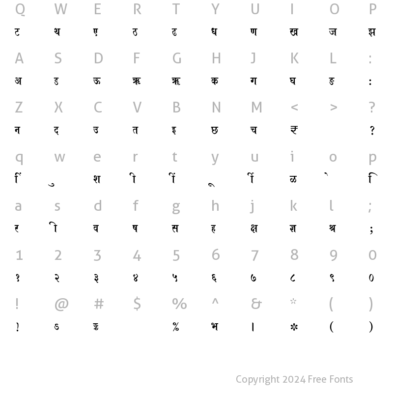 Character Map of SHREE-DEV7-4547 Regular