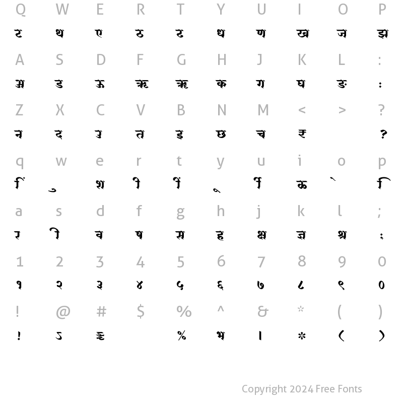 Character Map of SHREE-DEV7-4548 Regular