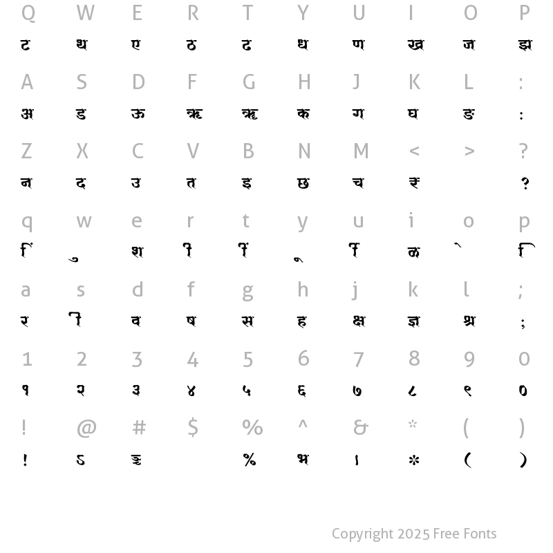 Character Map of SHREE-DEV7-4553 Regular