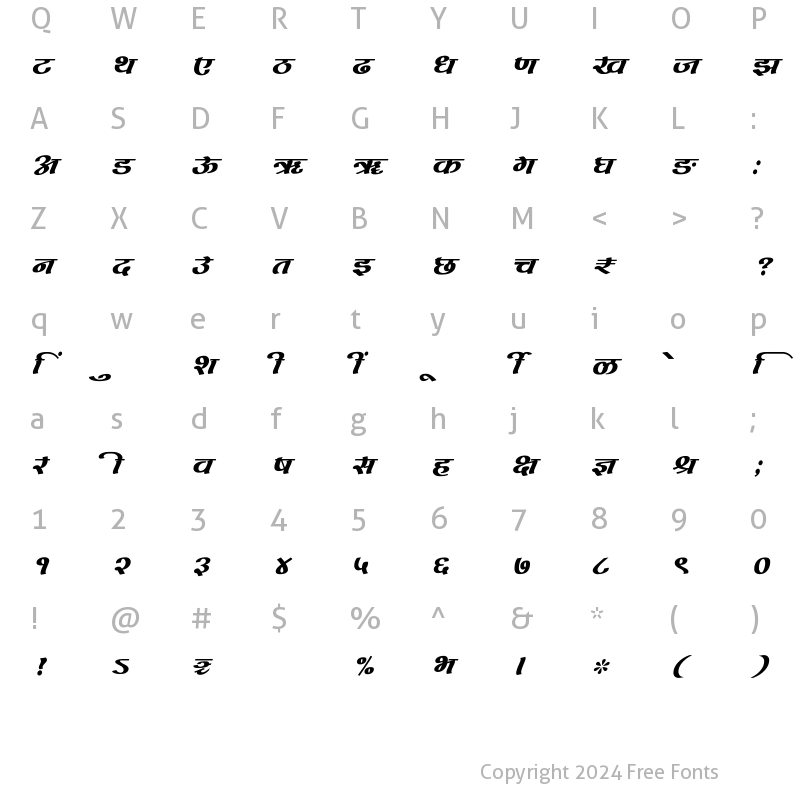 Character Map of SHREE-DEV7-4557 Regular