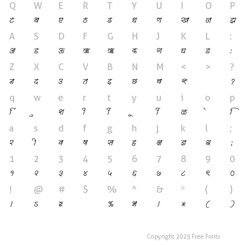 Character Map of SHREE-DEV7-4558 Regular