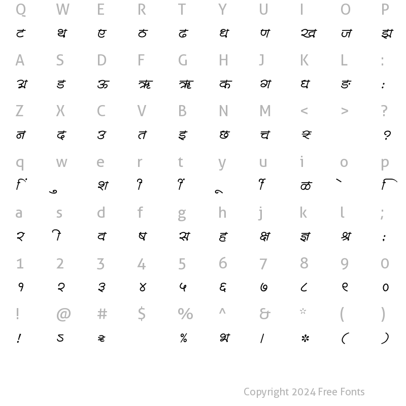 Character Map of SHREE-DEV7-4561 Regular