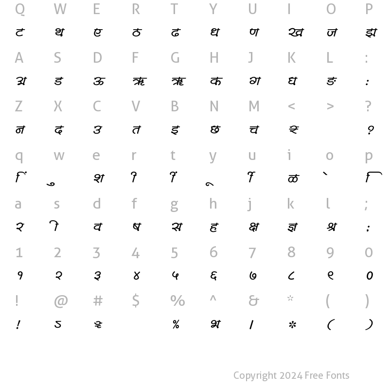 Character Map of SHREE-DEV7-4562 Regular