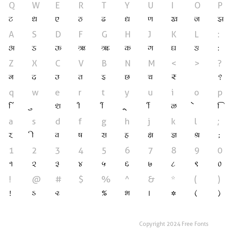 Character Map of SHREE-DEV7-4564 Regular