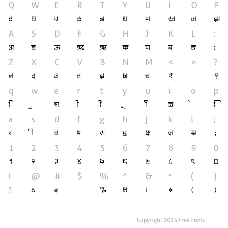 Character Map of SHREE-DEV7-4565 Regular