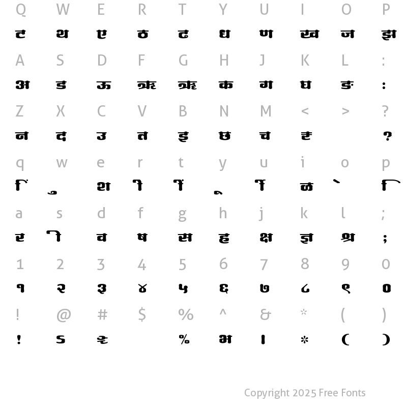 Character Map of SHREE-DEV7-4574 Regular