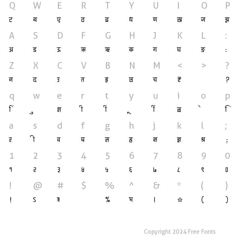 Character Map of SHREE-DEV7-4575 Regular