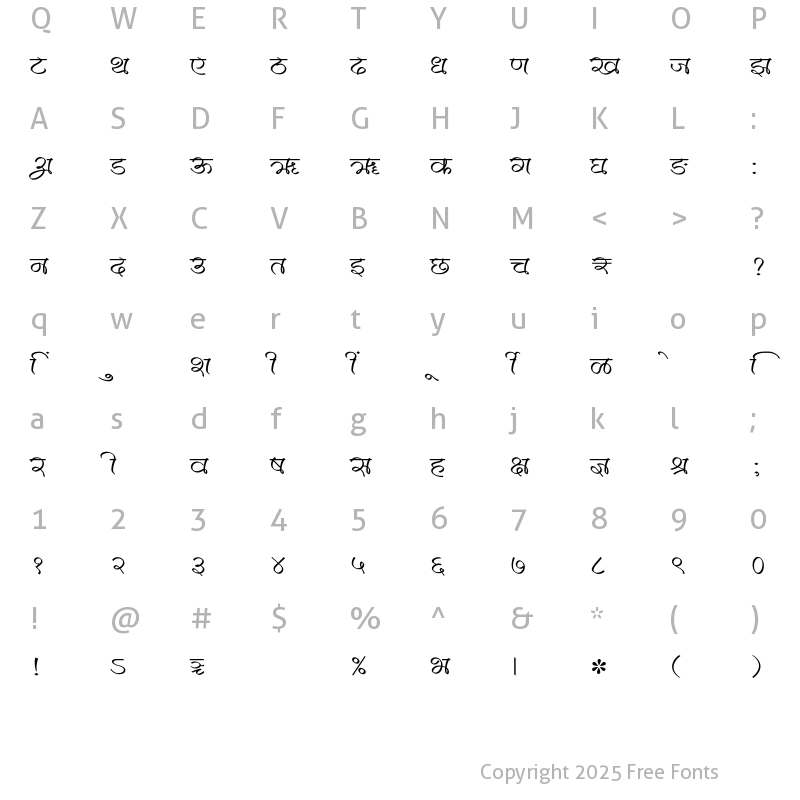 Character Map of SHREE-DEV7-4576 Regular