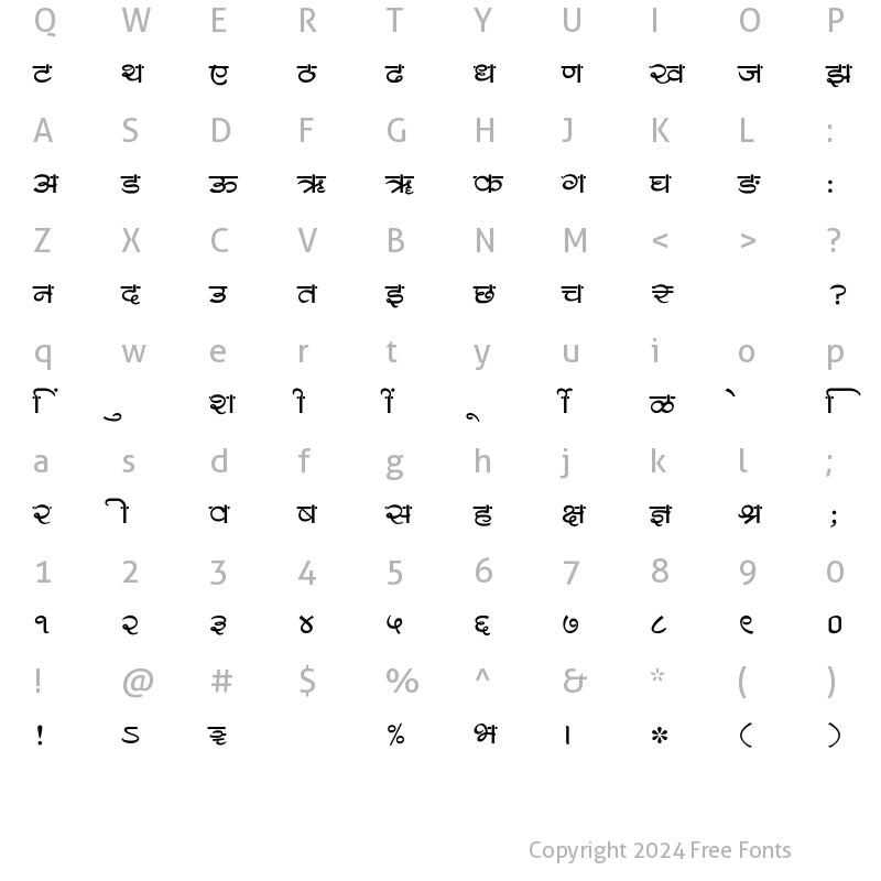 Character Map of SHREE-DEV7-4582 Regular