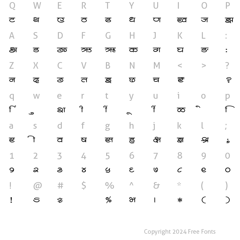 Character Map of SHREE-DEV7-4583 Regular