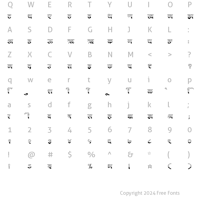 Character Map of SHREE-DEV7-4600 Regular