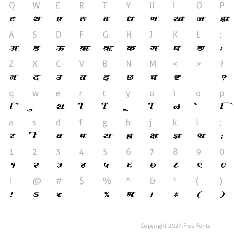 Character Map of SHREE-DEV7-4601 Regular