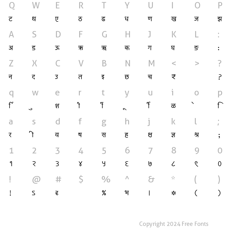 Character Map of SHREE-DEV7-4604 Regular