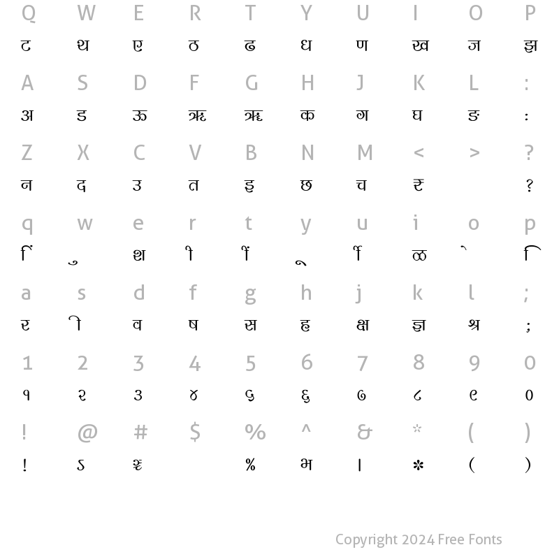 Character Map of SHREE-DEV7-4606 Regular