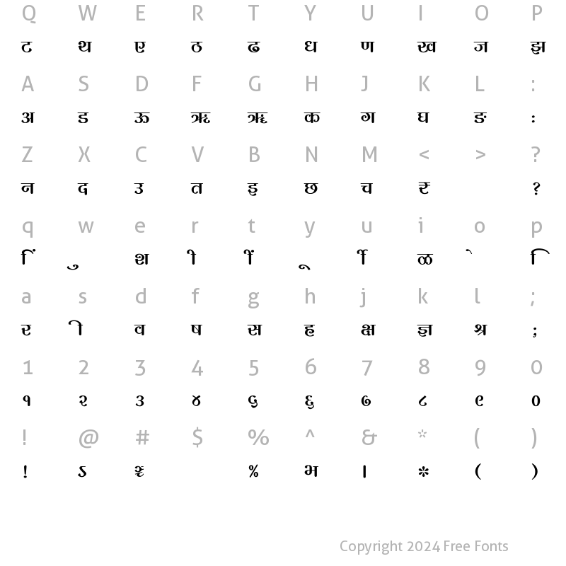 Character Map of SHREE-DEV7-4607 Regular