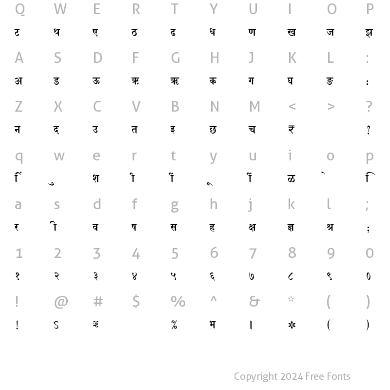 Character Map of SHREE-DEV7-4610 Regular