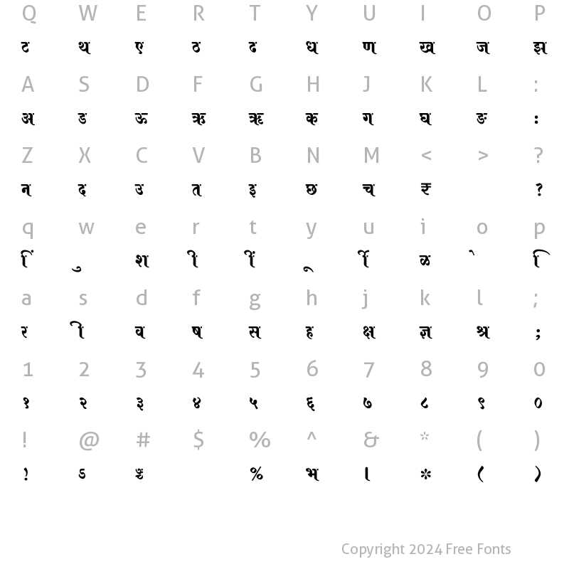 Character Map of SHREE-DEV7-4614 Regular