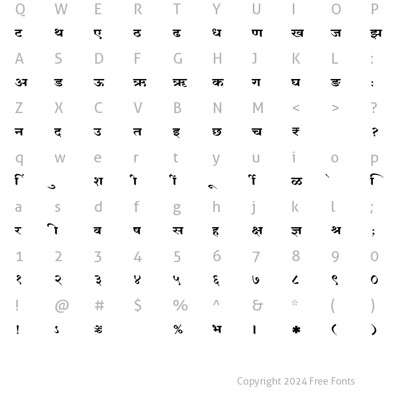 Character Map of SHREE-DEV7-4616 Regular