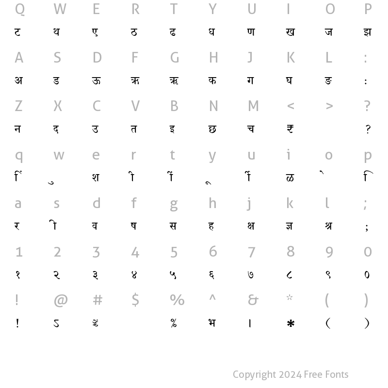 Character Map of SHREE-DEV7-4620 Regular