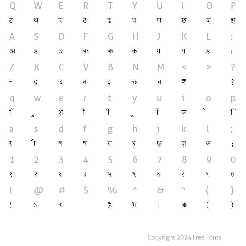 Character Map of SHREE-DEV7-4621 Regular