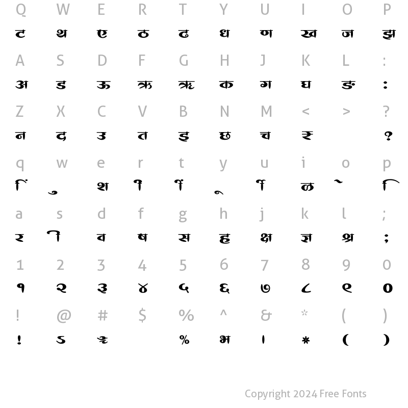 Character Map of SHREE-DEV7-4627 Regular