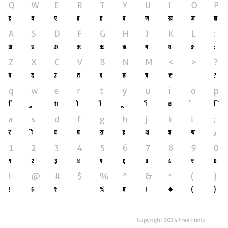 Character Map of SHREE-DEV7-4632 Regular