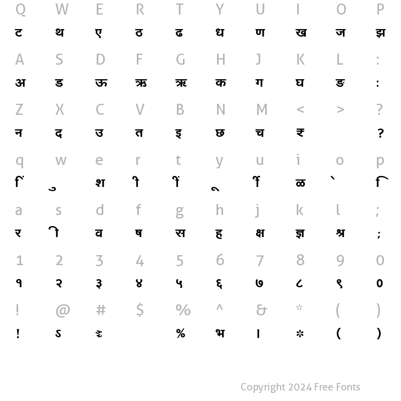 Character Map of SHREE-DEV7-4640 Regular