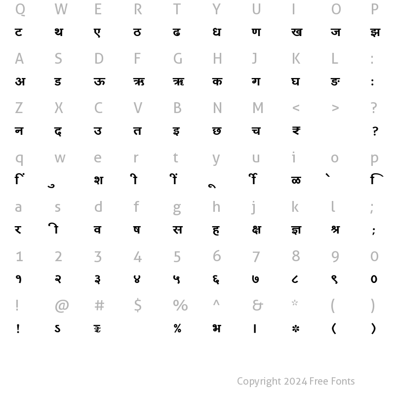 Character Map of SHREE-DEV7-4645 Regular