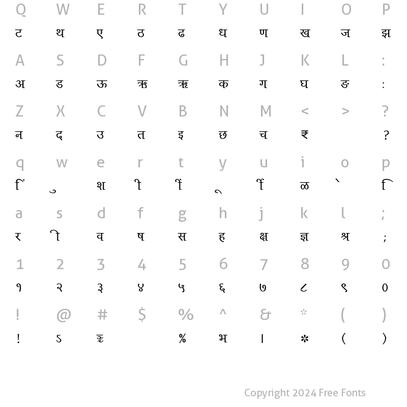 Character Map of SHREE-DEV7-4646 Regular