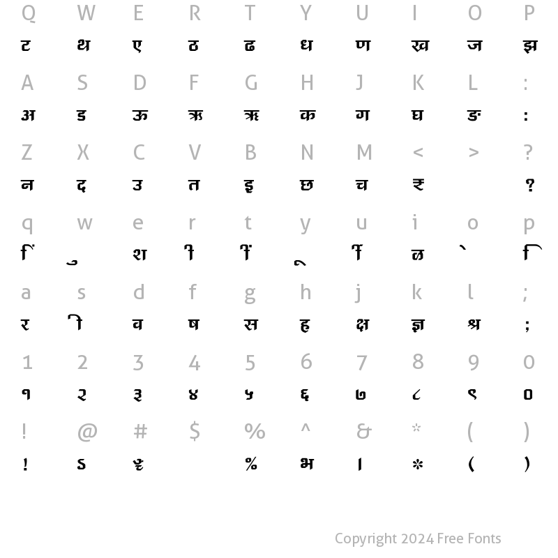 Character Map of SHREE-DEV7-4648 Regular