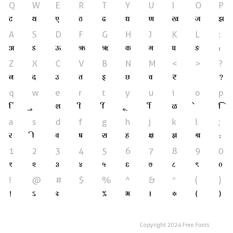 Character Map of SHREE-DEV7-4655 Regular