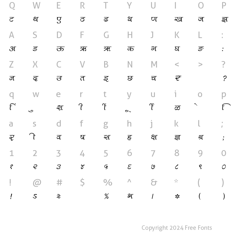 Character Map of SHREE-DEV7-4656 Regular