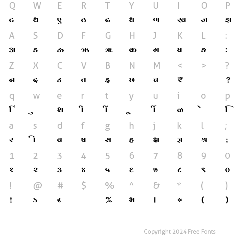 Character Map of SHREE-DEV7-4658 Regular