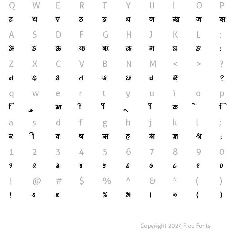 Character Map of SHREE-DEV7-4659 Regular