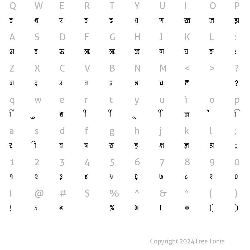 Character Map of SHREE-DEV7-4665 Regular