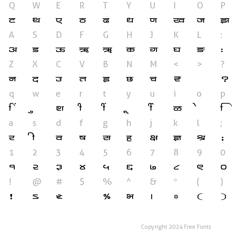 Character Map of SHREE-DEV7-4666 Regular