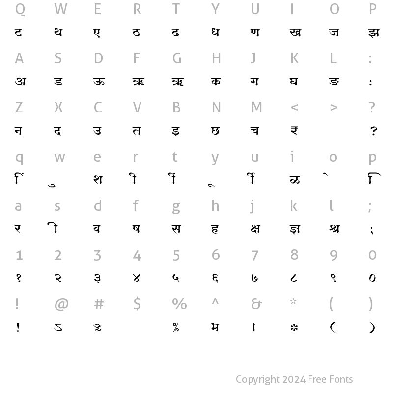 Character Map of SHREE-DEV7-4668 Regular