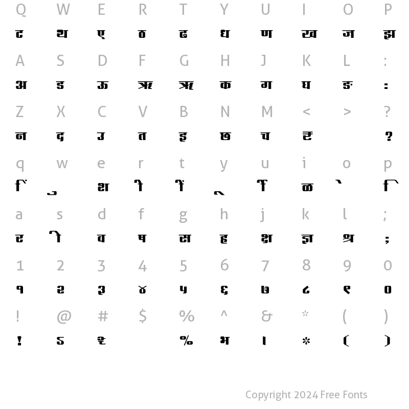 Character Map of SHREE-DEV7-4674 Regular