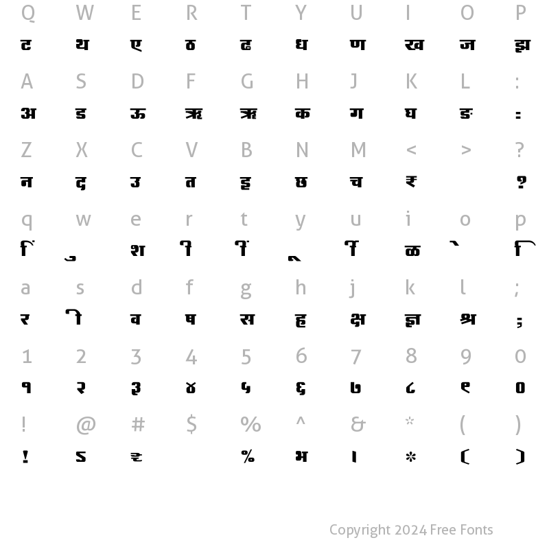 Character Map of SHREE-DEV7-4675 Regular