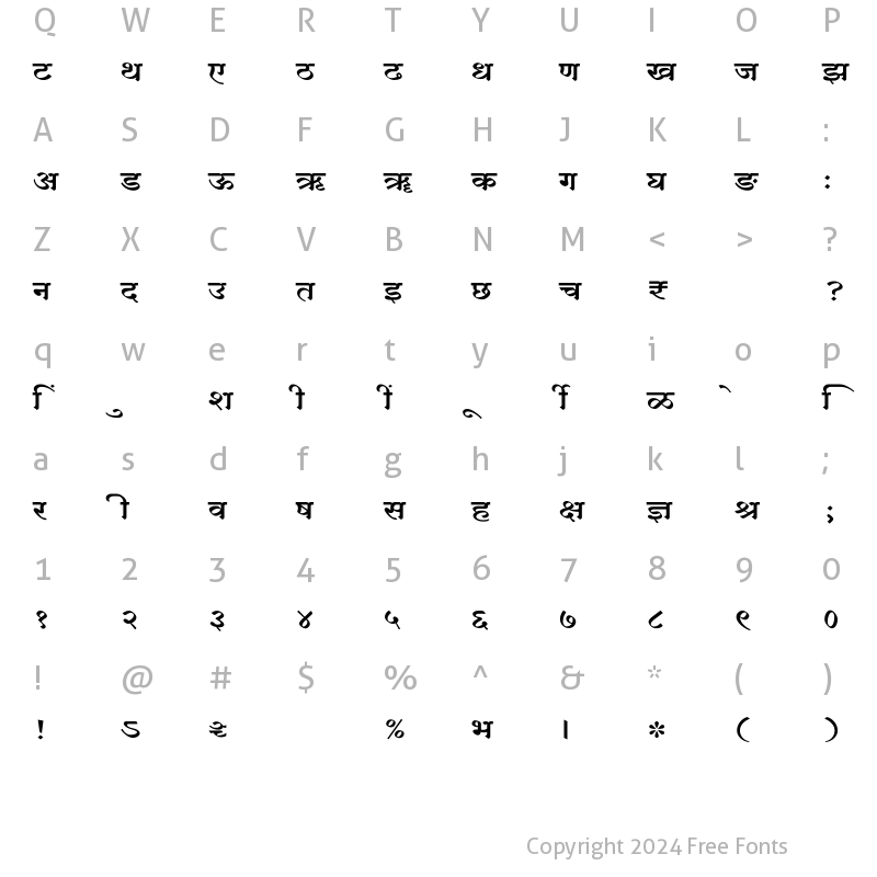 Character Map of SHREE-DEV7-4677 Regular