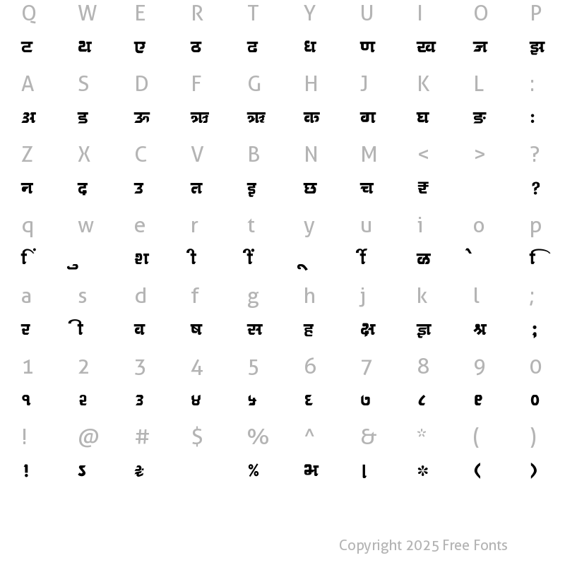 Character Map of SHREE-DEV7-4681 Regular