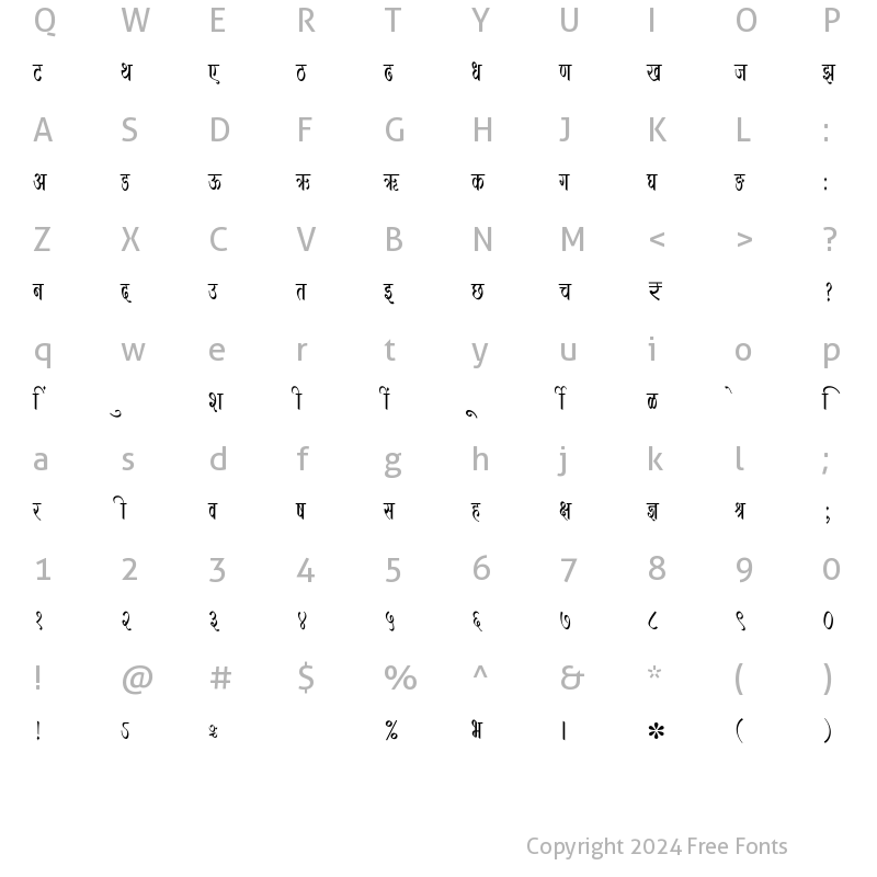 Character Map of SHREE-DEV7-4682 Regular